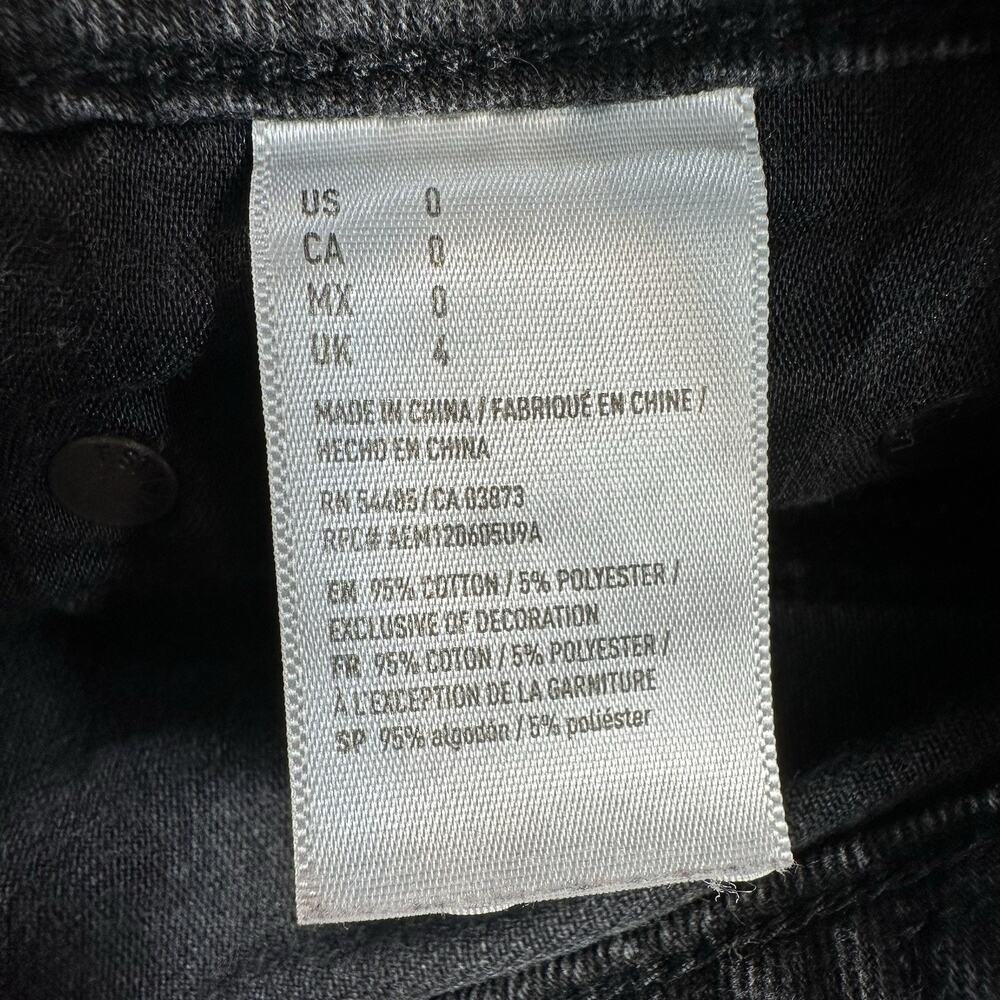 American Eagle Size 0 Black Jean Denim Button Fly Raw Hem Mini Skirt 27X13 - Picture 7 of 8